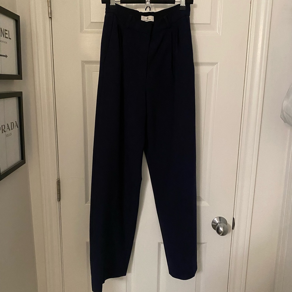 Aritzia High-Waist Navy Trousers